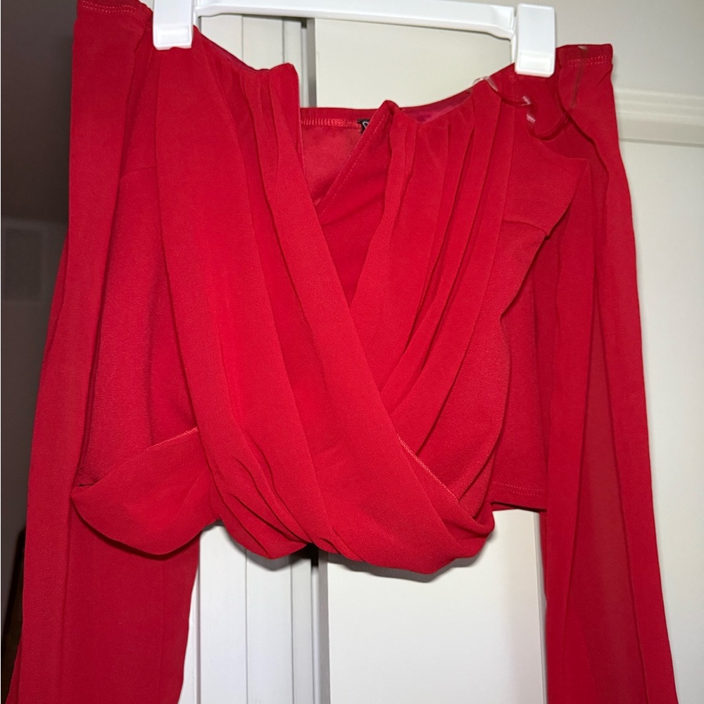 Windsor Red Off-Shoulder Blouse
